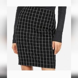 NWT - Express Classic Black Windowpane Pencil Skirt - 4